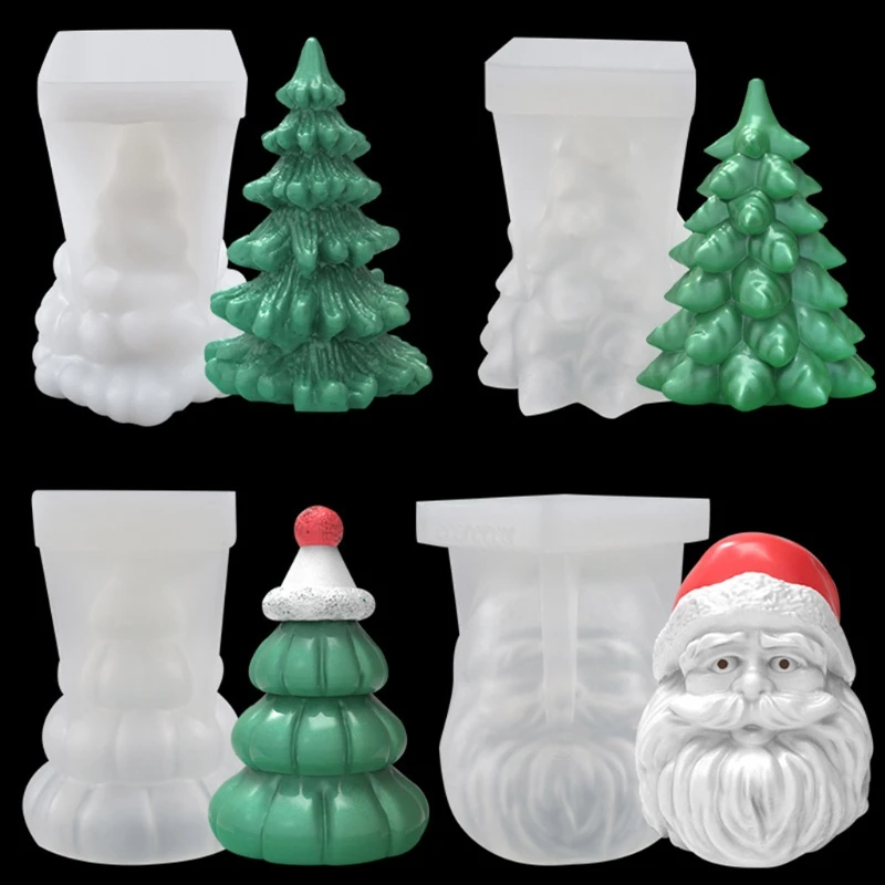 

Силиконовая 3D форма в виде Санты для рождественских свечей, полимерные формы ручной работы, форма для мыла, глины, украшения для торта, шокол...