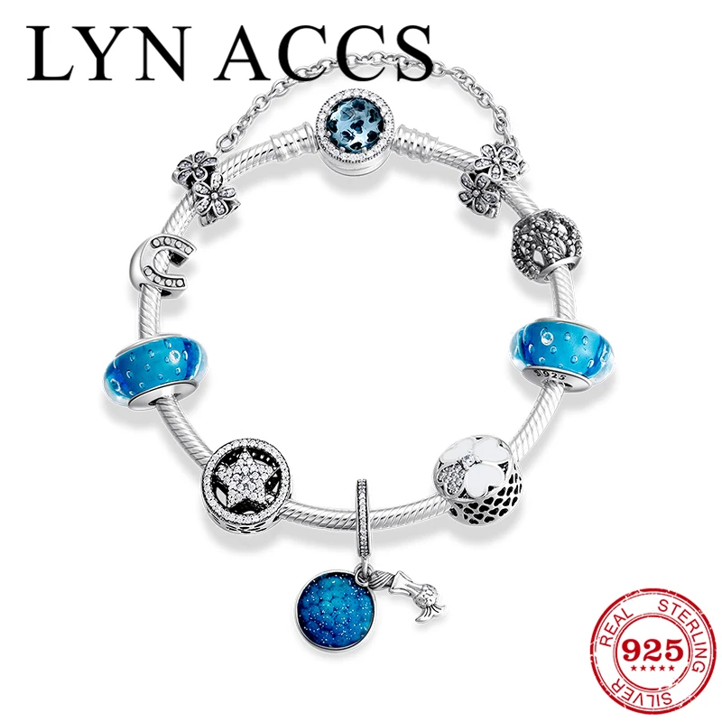 Женский браслет из серебра 925 пробы с подвесками|Гибкие и жесткие браслеты| |