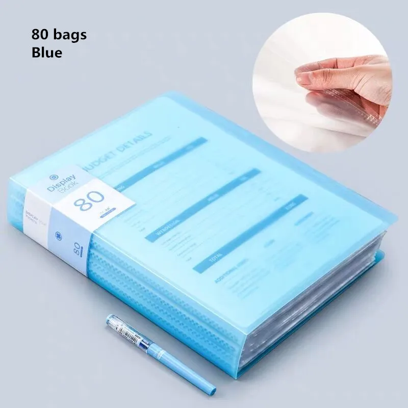 80PCS Bag Blue 30 60 80 страниц A4 папка для файлов музыкальная смотровая бумага Органайзер сумка для хранения стол сумки для документов лист протекторы чехол канцелярские принадлежности - Цвет: 80PCS Bag Blue