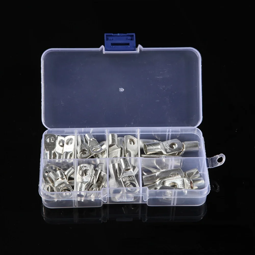 

60 Pcs Car Copper Ring Terminal Wire Crimp Connector. Wire Cable Fittings Bare Cable Battery Terminals Soldered Connectors Kit