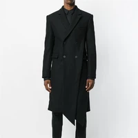 mens new woolen overcoat long irregular double breasted contracted large size personality slim autumn and winter coat