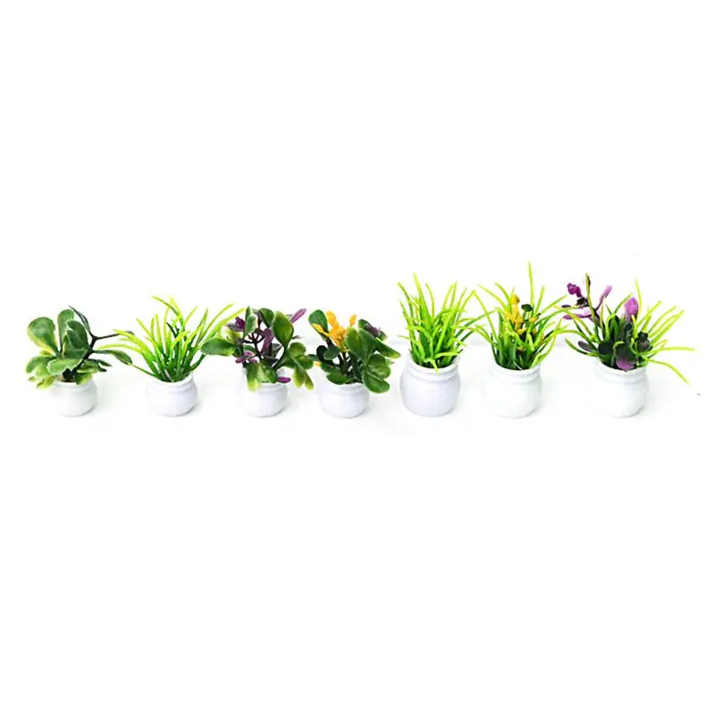 

Набор из 7 миниатюрных горшков для кукольного домика, цветов, ландшафта «сделай сам», стол с песком, реквизит, изготовление моделей растений