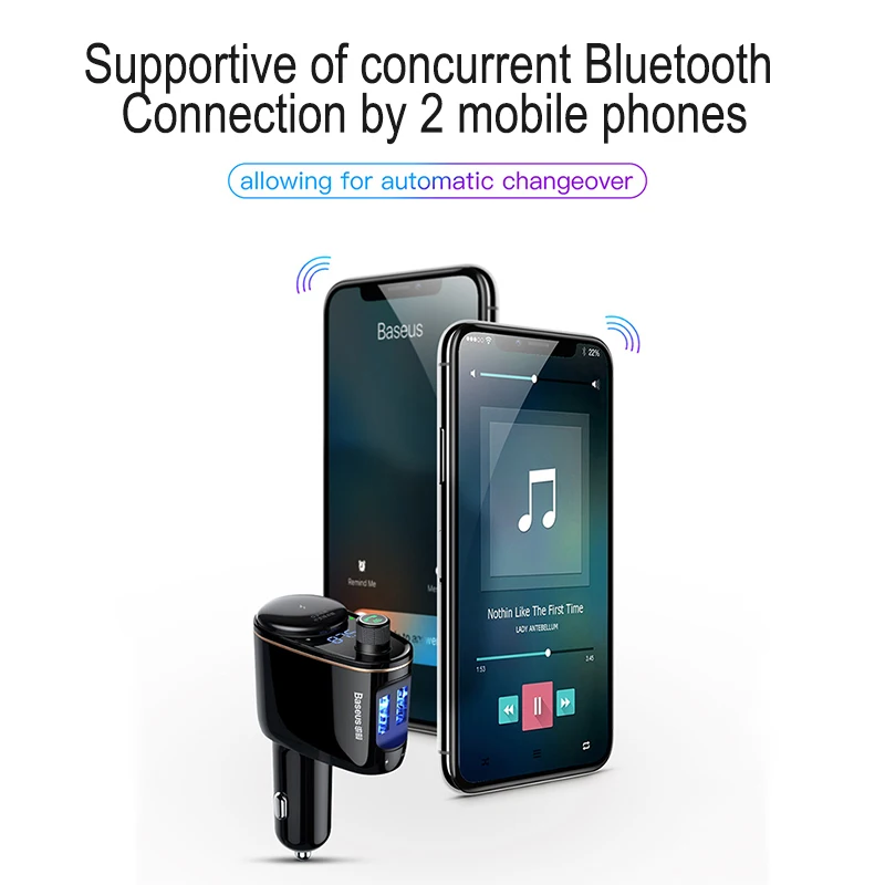 Автомобильный FM-трансмиттер Baseus комплект громкой связи с поддержкой Bluetooth USB-порт