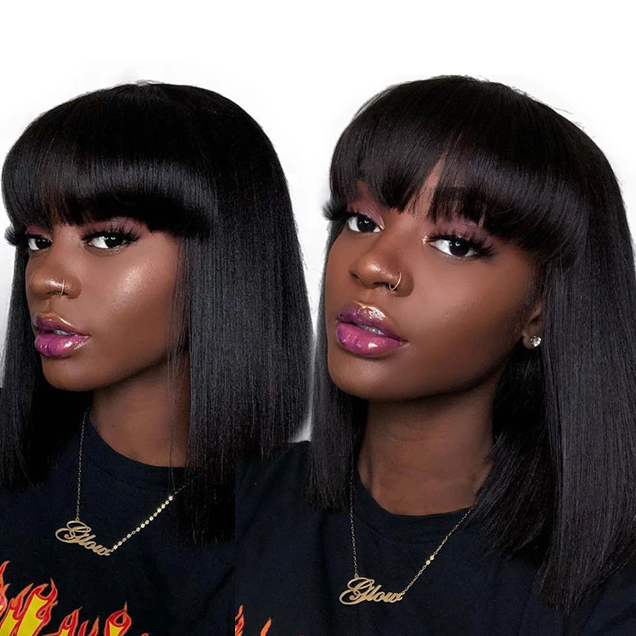 Парики из человеческих волос Короткие парики бразильские волосы для чернокожих