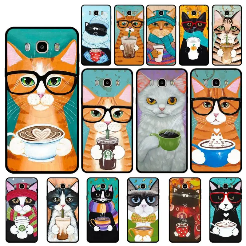 

Yinuoda Latte Acrylic Coffee Milk Drink Bottle Cat Phone Case for Samsung J 4 5 6 7 8 prime plus 2018 2017 2016 J7 core