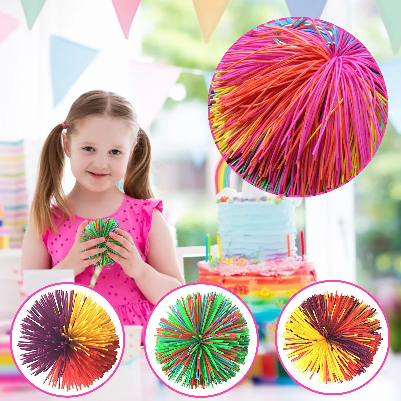 

Large Rainbow Monkey Stringy Ball Silicone Bouncing Fluffy- Jugging Ball