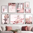 Современная модная розовая Картина на холсте, картина в скандинавском стиле, искусство на стену, плакат и печать для украшения дома, гостиной