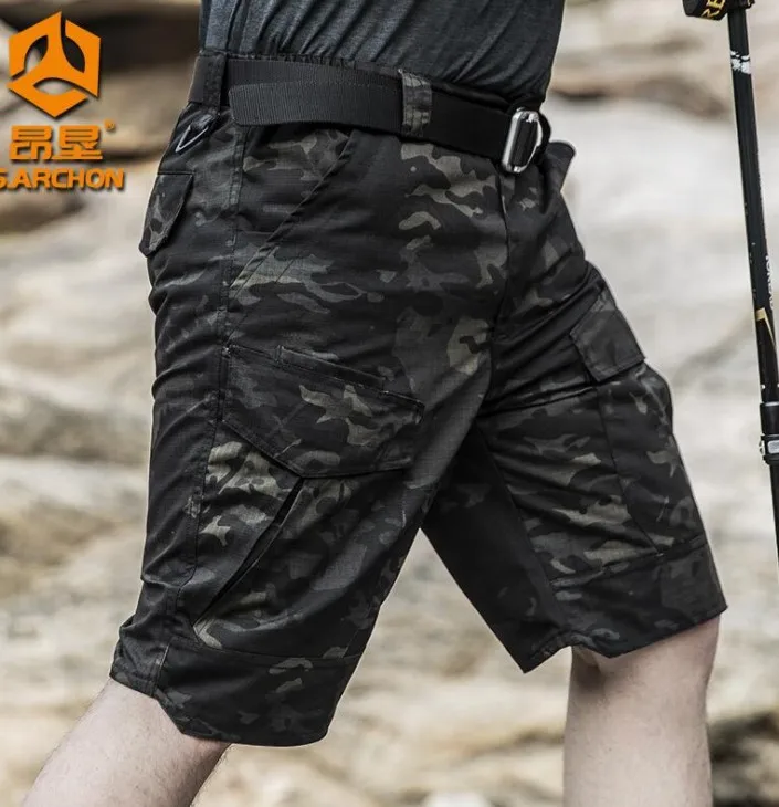 

Men’s Tactical Shorts Waterproof Multi-Pocket Elastic Waist Shorts for Hiking Camping Traveling Working