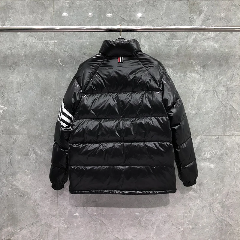 TB THOM Winter Men's Jacket Bread Down Jacket Fashion Coat Black Down-Filled Matte Nylon 4-bar Stripe Wholesale TB Jackets