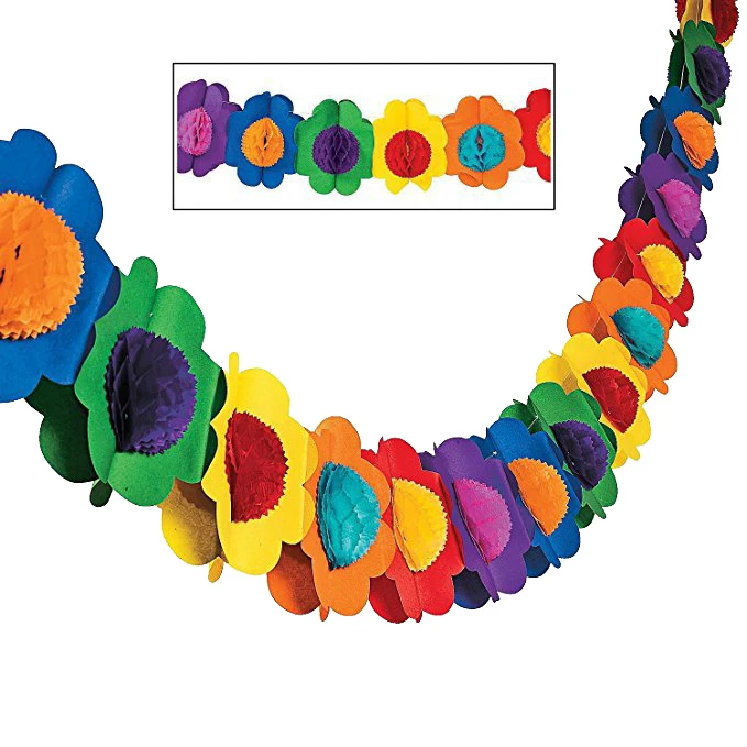 

Paper Garland Decorations, Mexican Banner Hibiscus Garland Flower Banner Tropical Paper Flowers Luau Party Decorations