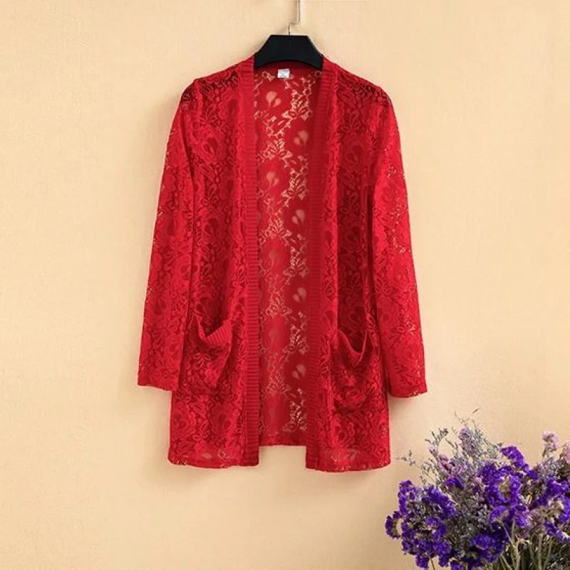 new Big Size Wind Breaker For Women Long Sleeve Solid Loose Thin Jackets Summer Ladies Fashion Lace Joker Medium Coats | Женская одежда