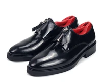 high top classics shoes for men zipper handmade genuine leather black business shoes men shoes