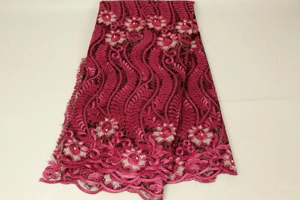 Высококачественная зеленая африканская кружевная ткань из бисера 2019