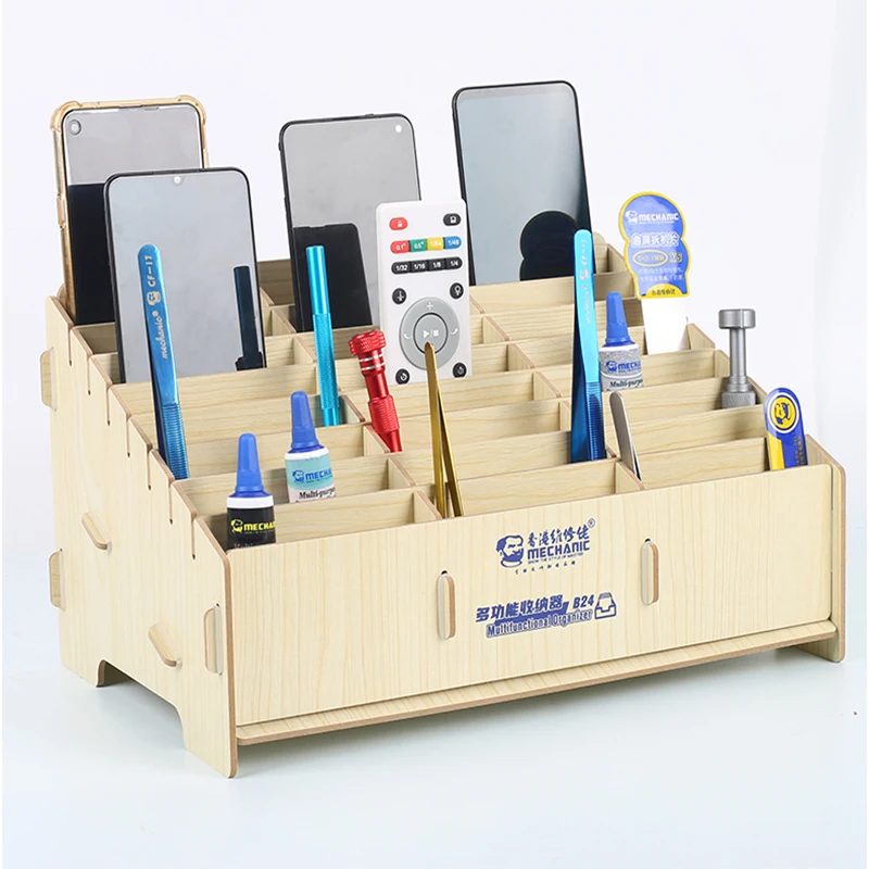 mechanic b12b24 multifunctional organizer desktop item organizer mobile phone repair screwdriver insert box parts box tool free global shipping