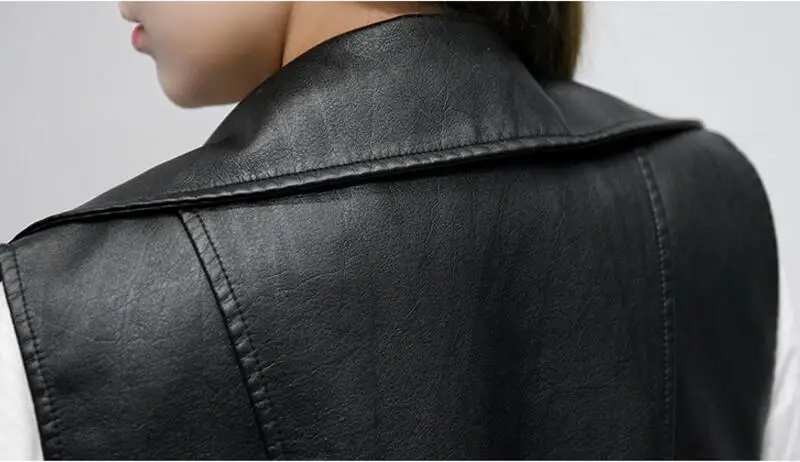 

PU Leather Vests Women Slim Fit Casual Motorcycle Leather Vest Female 2021 New Fashion Sleeveless Vest For Women