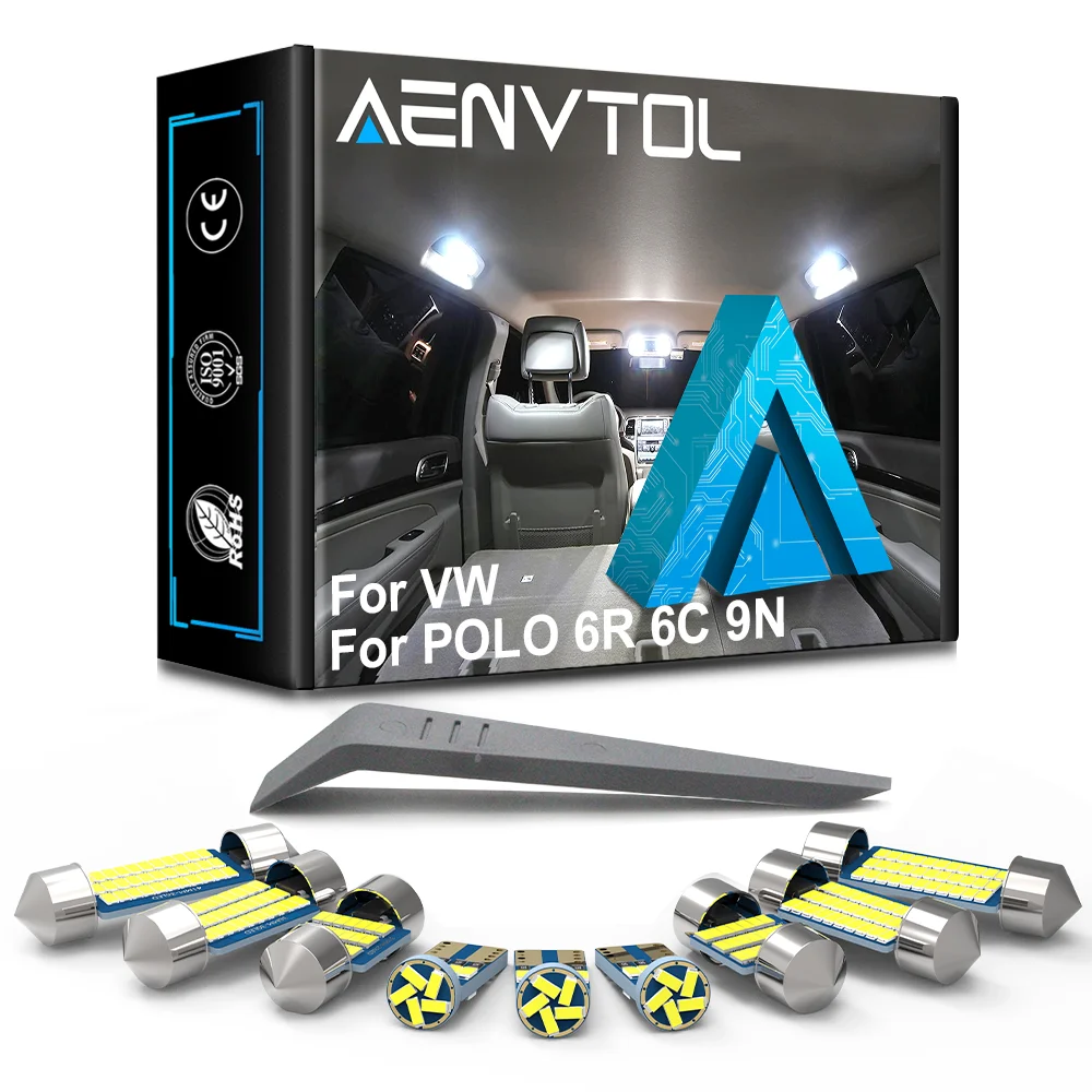 

AENVTOL For Volkswagen VW For POLO 6R 6C 9N 9N3 6N 6N1 6N2 1994-2017 Canbus Auto LED Interior Map Dome Trunk Light Error Free