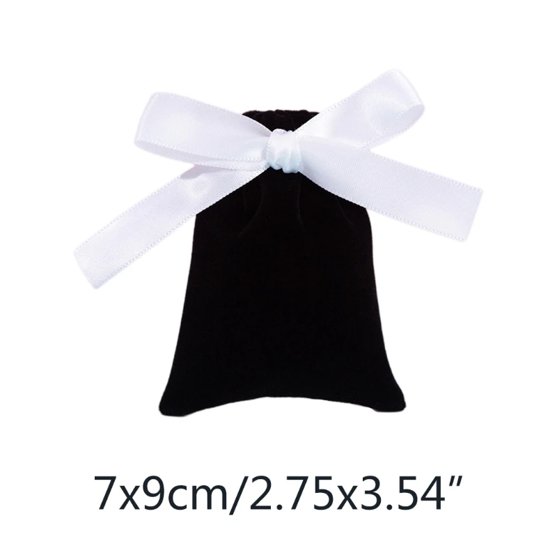 

50Pcs/Set 7x9cm Jewelry Velvet Bags with Ribbon Flannel Purse Wedding Candy Gift Packing Christmas Decoration Mini Storage Bag