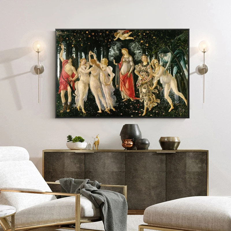 

Famous Painting Spring by Sandro Botticelli, Wall Art Canvas Painting Print on Canvas Art Poster Decor Picture for Living Room