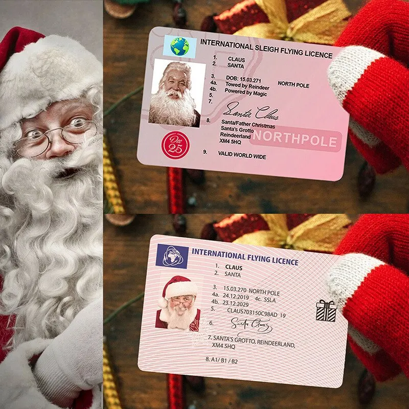 

Creative Santa Claus Flight License Christmas Eve Driving Licence Christmas Gifts for Children Kids Christmas Tree Decoration