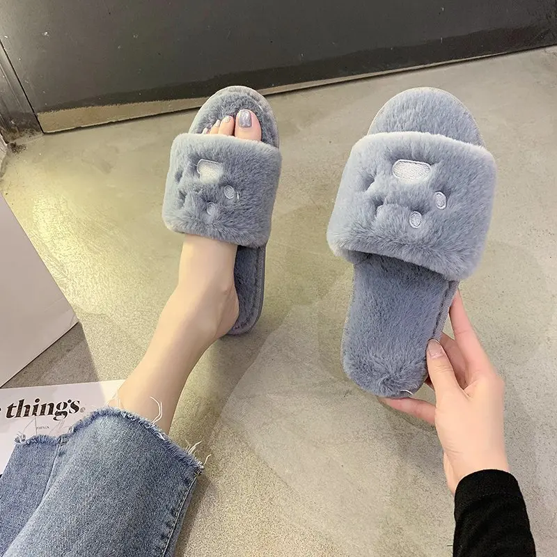 New Style Non-slip Plush Slippers for Autumn and Winter Women's Outer Wear Soft-soled Comfortable Cotton Slippers Women's Shoes