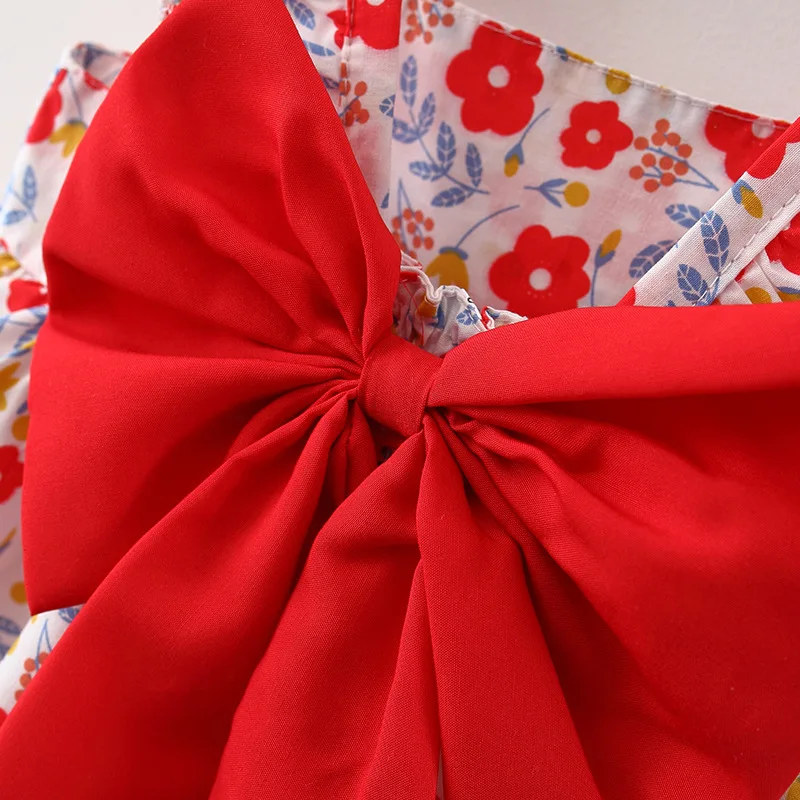 

Baby Girls Beach Princess Dress Cute Bow Flowers Sleeveless Summer Toddler Girl Dresses and Sunhat Newborn Clothing Set