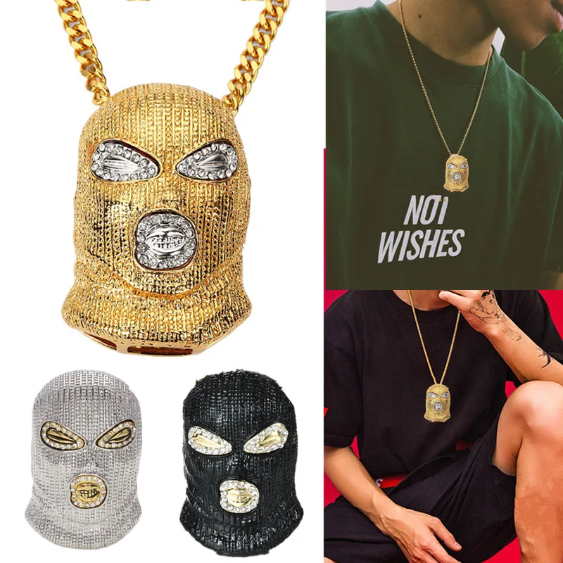

New Counter-terrorism Head Masked Pendant Necklace New Exquisite Hip Hop Jewelry Curb Cuban Link Chain Fashion Gift