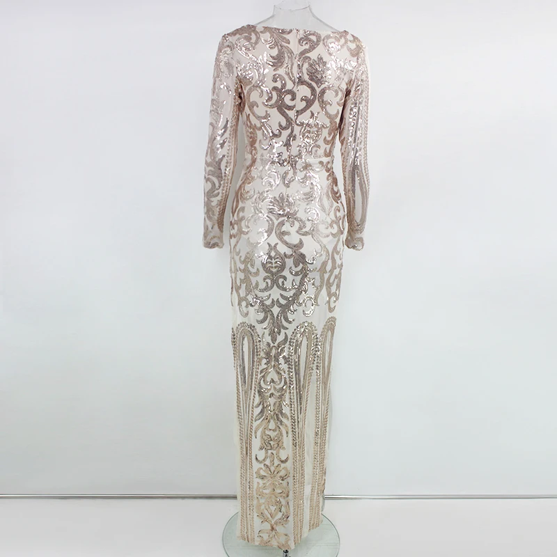 Женское вечернее платье с блестками EvaQueen длинное Клубное глубоким v образным