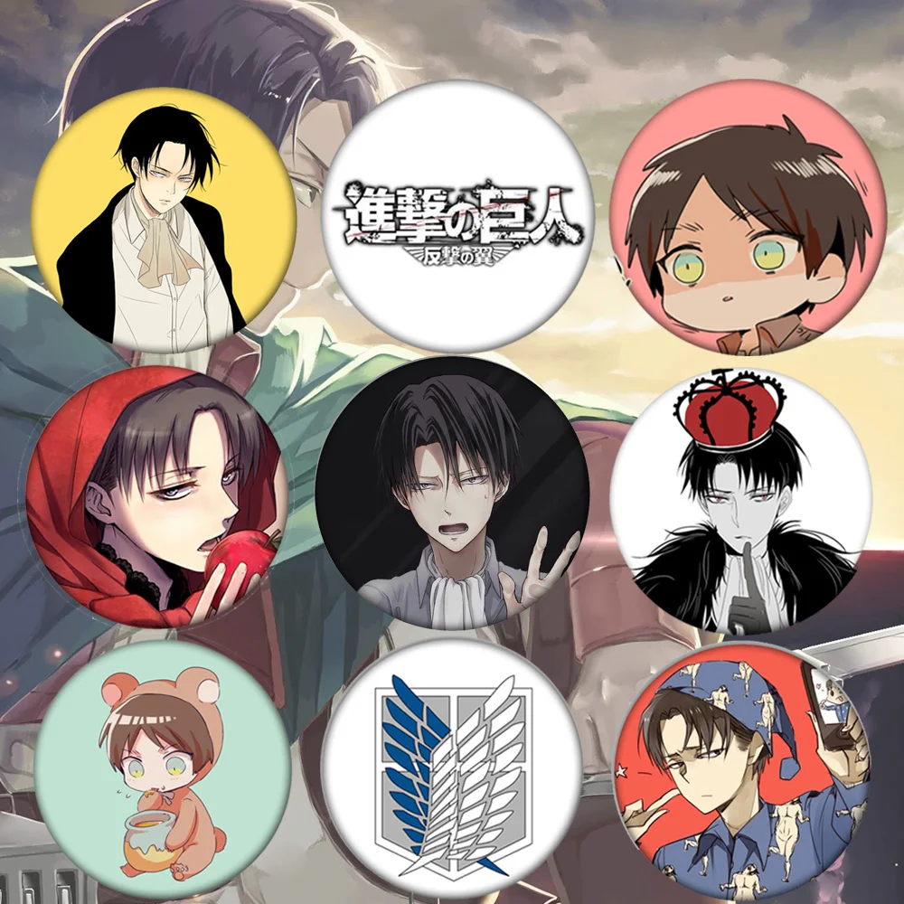 

Anime Attack on Titan Cosplay Levi Brooch Pin Badge Eren Cartoon Cute Bag Accessories Fans Collection Costume Props Wholesale