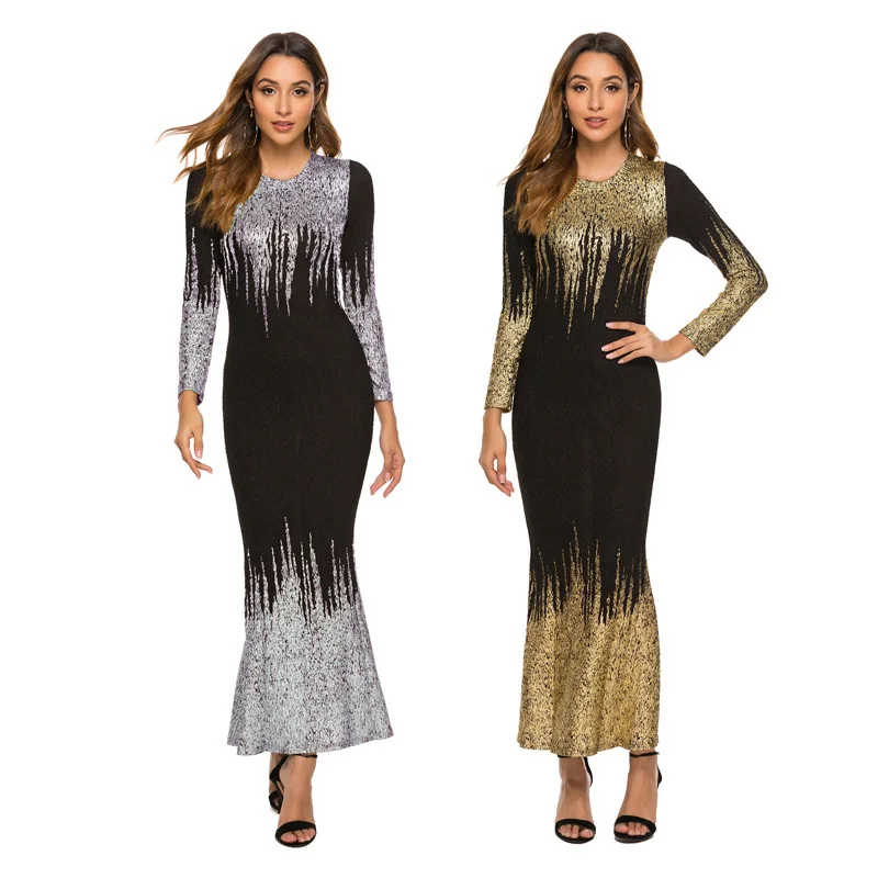 

Bikoles Spring And Autumn Fashion Long Sleeve Party Club Women's Dress 2021 New Empire Package Hip Plus Size Ladies Maxi Dresses