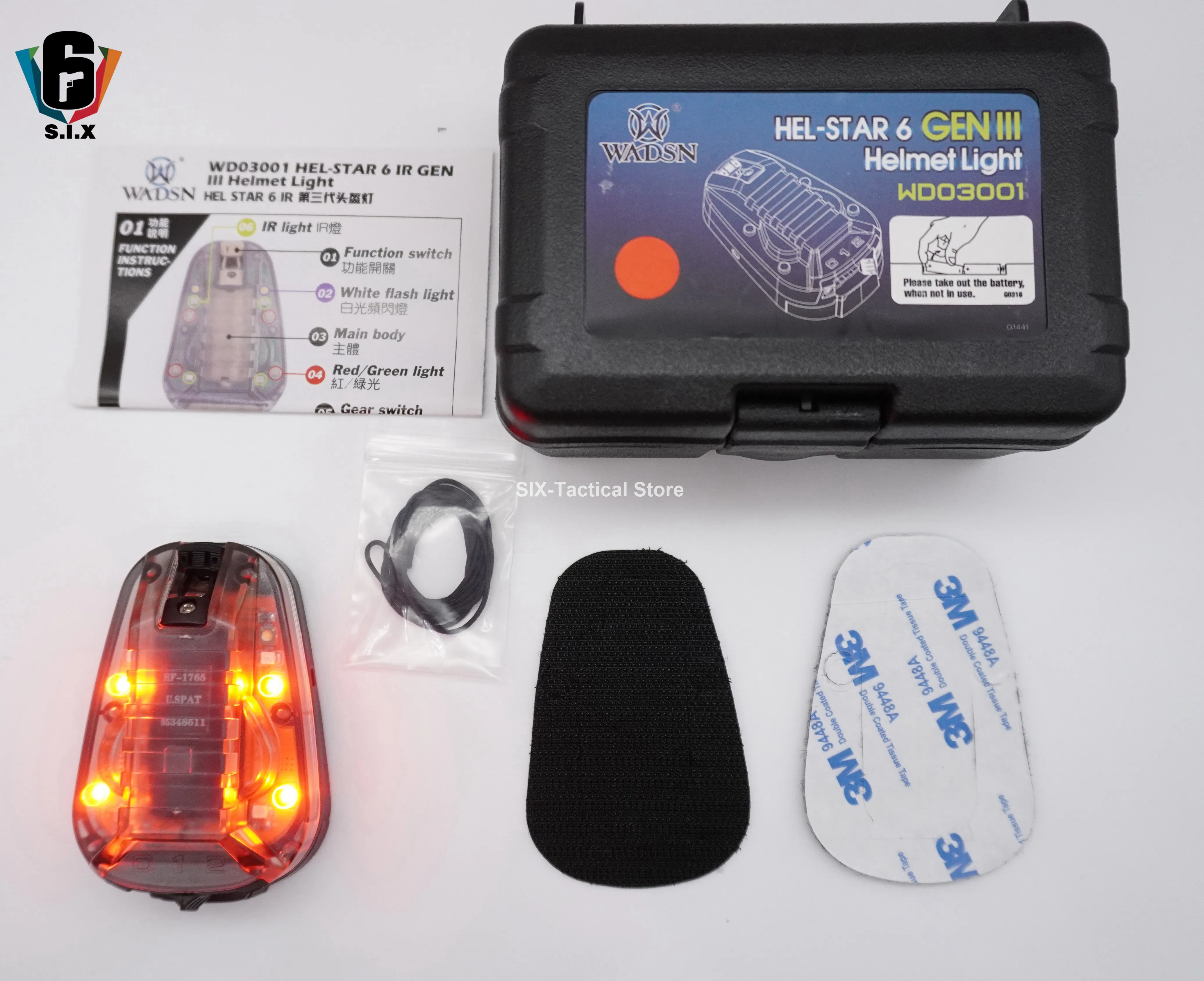 Jual Hel Bintang 6 GEN 3 Helm Lampu Strobo IR Hijau Merah Senter Kelangsungan Hidup Lampe Airsoft Flash/Steady Tahan Air