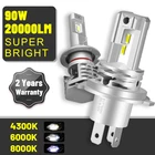 9005 лм H8 светодиодные фары H7 H11 H4 H9 9006 4300 HB3 HB4 CSP чипы светодиодный ные Противотуманные фары беспроводные 6000K 8000K безвентиляторный мини размер 24 В