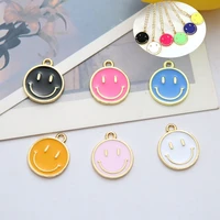 20pcs colorful alloy drop oil smiley pendant funny cute smile face jewelry making earrings necklace pendant accessories 1619mm