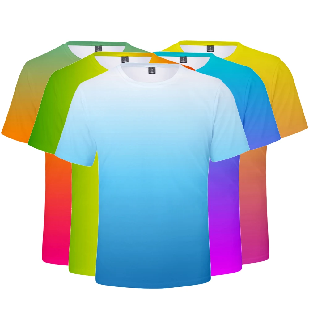

Hot sale Colourful Gradient t shirts Men Women kids Harajuku Clothes Store For customization 3D T shirt Tops Tees