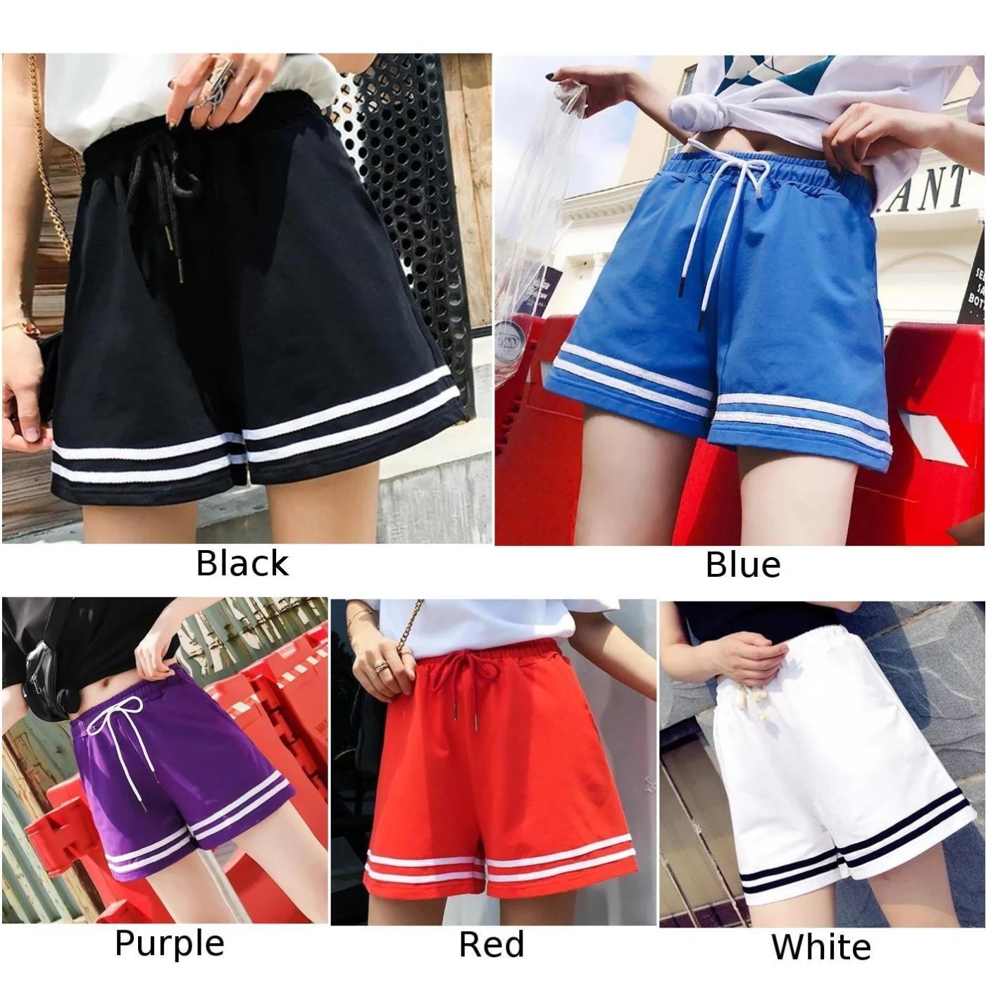 

Women's Shorts Summer Casual Shorts Clothes Striped Fitness Shorts Running Gym Sports Contrast Color Loose Comfortable Home Wear