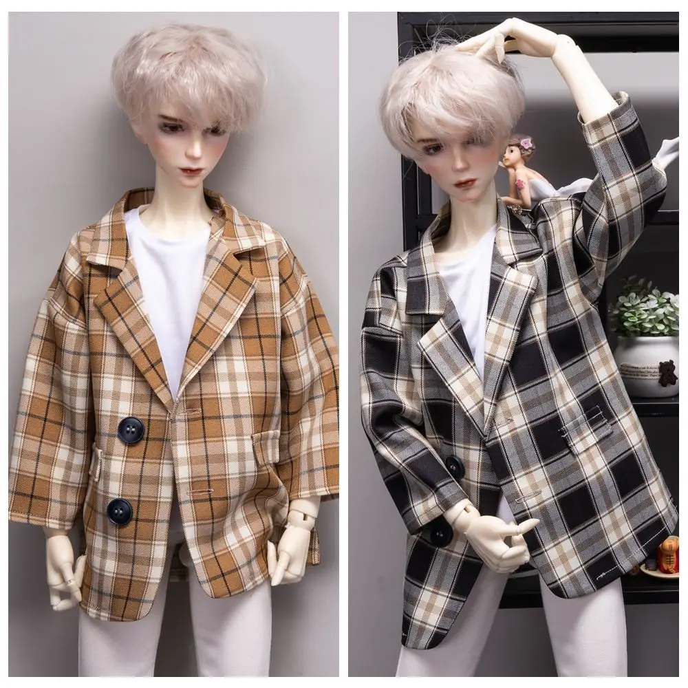 BJD doll clothes for 1/3 1/4  SD13 SD17 Uncle fashion new men's daily versatile plaid coat suit plaid yellow check brown check