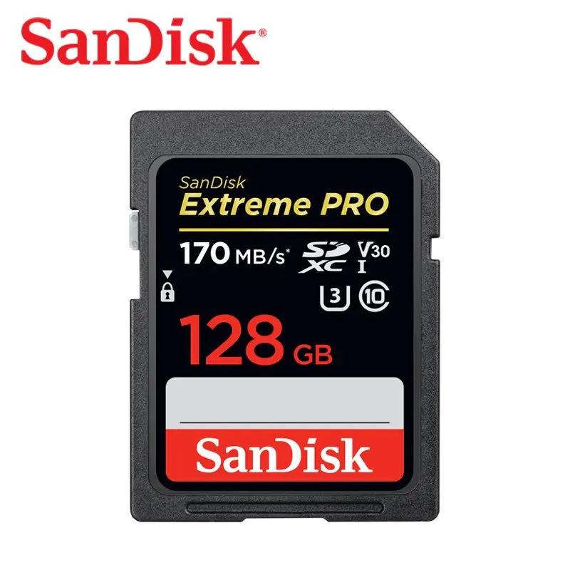 Карта памяти SanDisk Extreme Pro SDHC/SDXC 128 ГБ SD-карта до 170 Мб/с 32 64 512 256 класс 10 U3 UHS-I 4K для