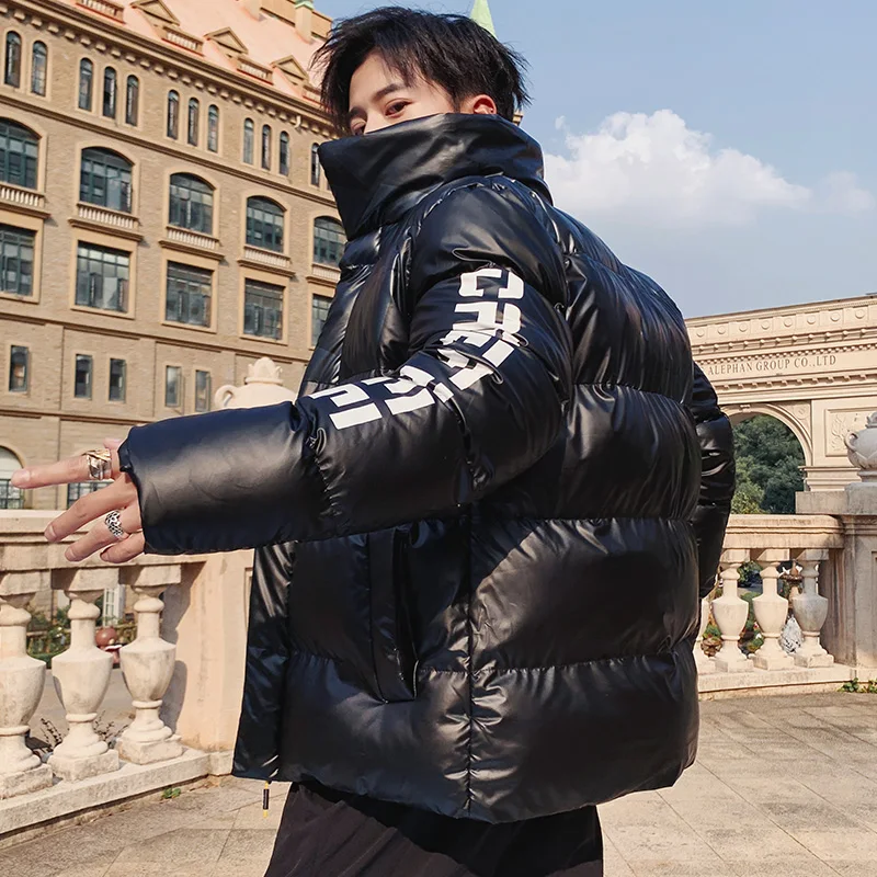 Новая зимняя куртка мужская повседневная с воротником-стойкой Глянцевая Толстая