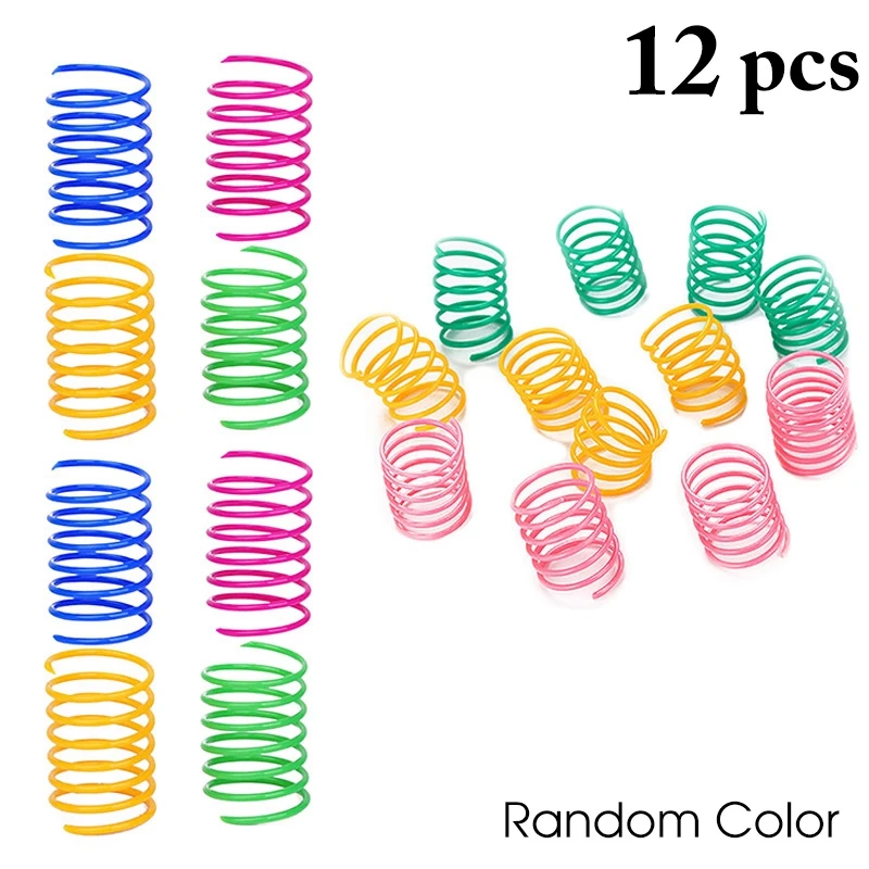 

12PCS Cat Spring Toy Plastic Flexible Cat Coil Toy Spiral Kitten Toy Cat Interactive Toy Kitten Chewing Toy Pet Training Toy