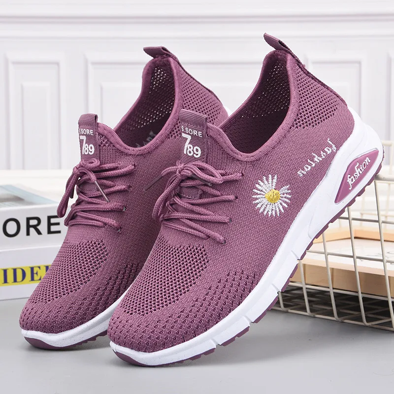 

Summer Women Sneakers Mesh Light Breathable Women Shoes Flats Fashion Female Trainers Lace-up Running Shoes
