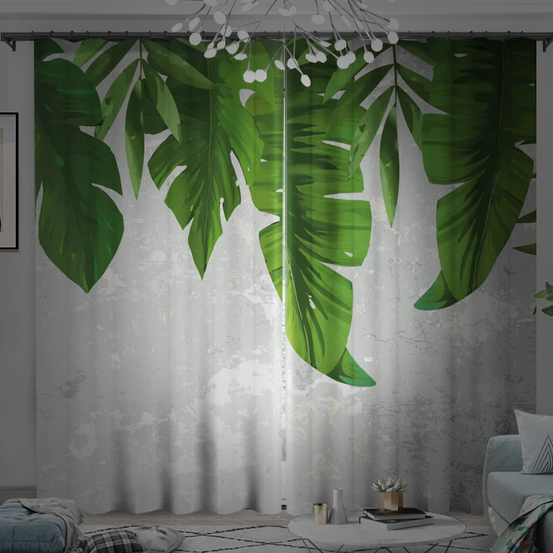 Скандинавская занавеска s для спальни С банановыми листьями гостиной с зелеными