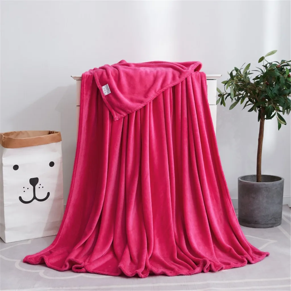 Hot pink Одноцветное плюшевое одеяло, ковер для гостиной, спальни, кондиционер, кровать, одеяло s, диван, постельные принадлежности, одеяло, 50x70 см - Цвет: Hot pink