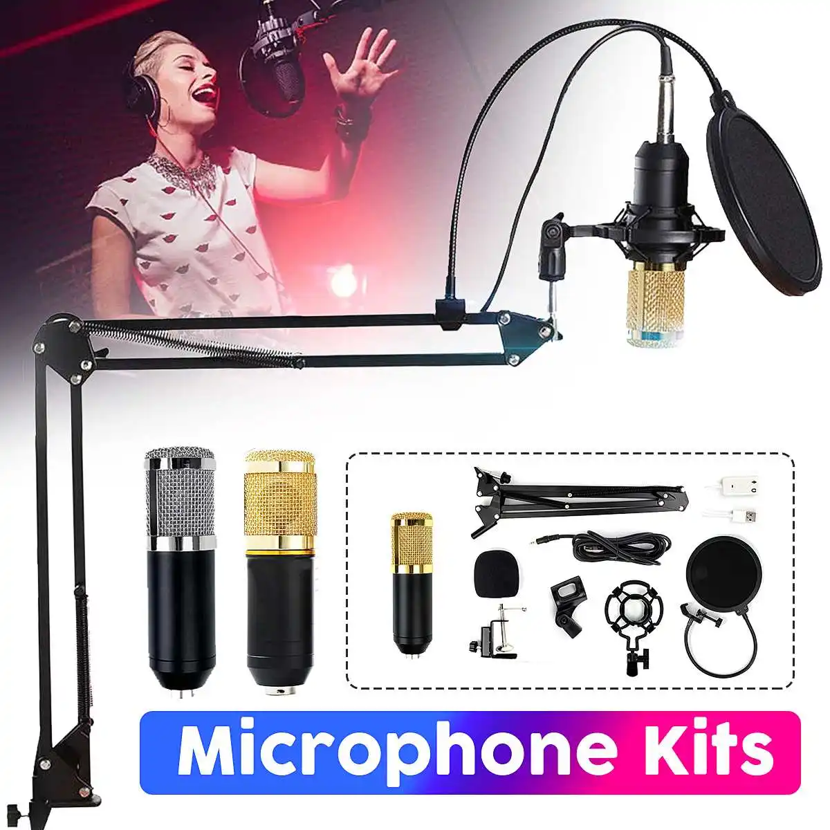 

BM 800 Professional Live Studio Condenser Microphone Professional Sound Recording Microfone for Computer Karaoke KTV