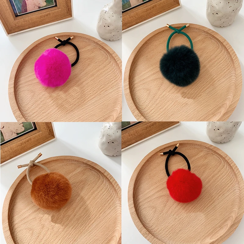 Милая резинка для волос с помпоном маленьких девочек яркие цвета эластичная