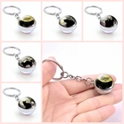 1 шт. Бу! Хэллоуин Черный кот стеклянный шар брелок милый полнолуние кошки бижутерия со стеклянными кабошонами брелок для женщин креативный кулон подарки