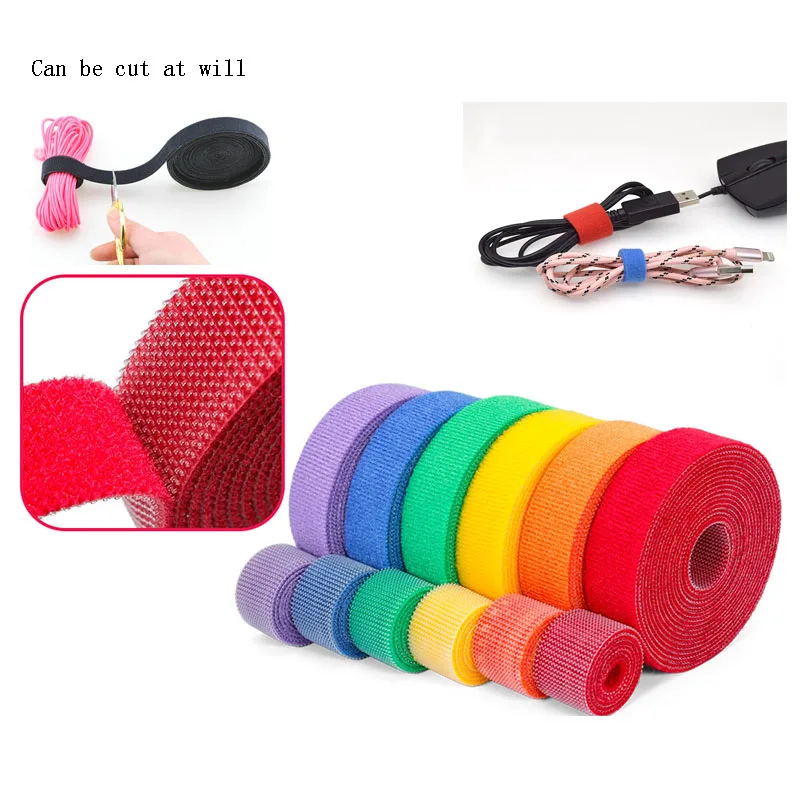 

5Meter/Roll 15/20mm Reusable Nylon Color Hooks and Loop Strap Cable Tie Self-adhesive Fastener Tape Magic tape DIY Accessorie