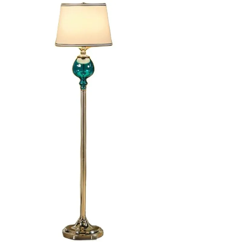 

Mediterranean Sea Blue Crystal Glass Fabric Floor Lamp Wedding Decor Bedroom Living Room Foyer Light 1203