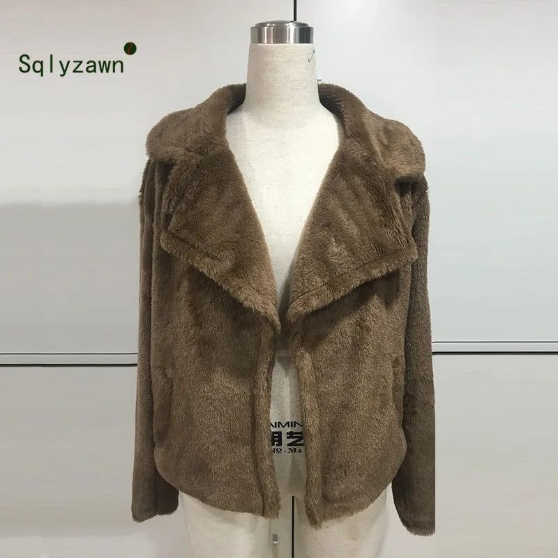 Зимние теплые пушистые короткие пальто из искусственного меха женские меховые