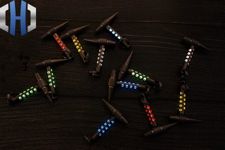 EDC брелок из титанового сплава молоток подвеска с тритиевыми трубками вспышка