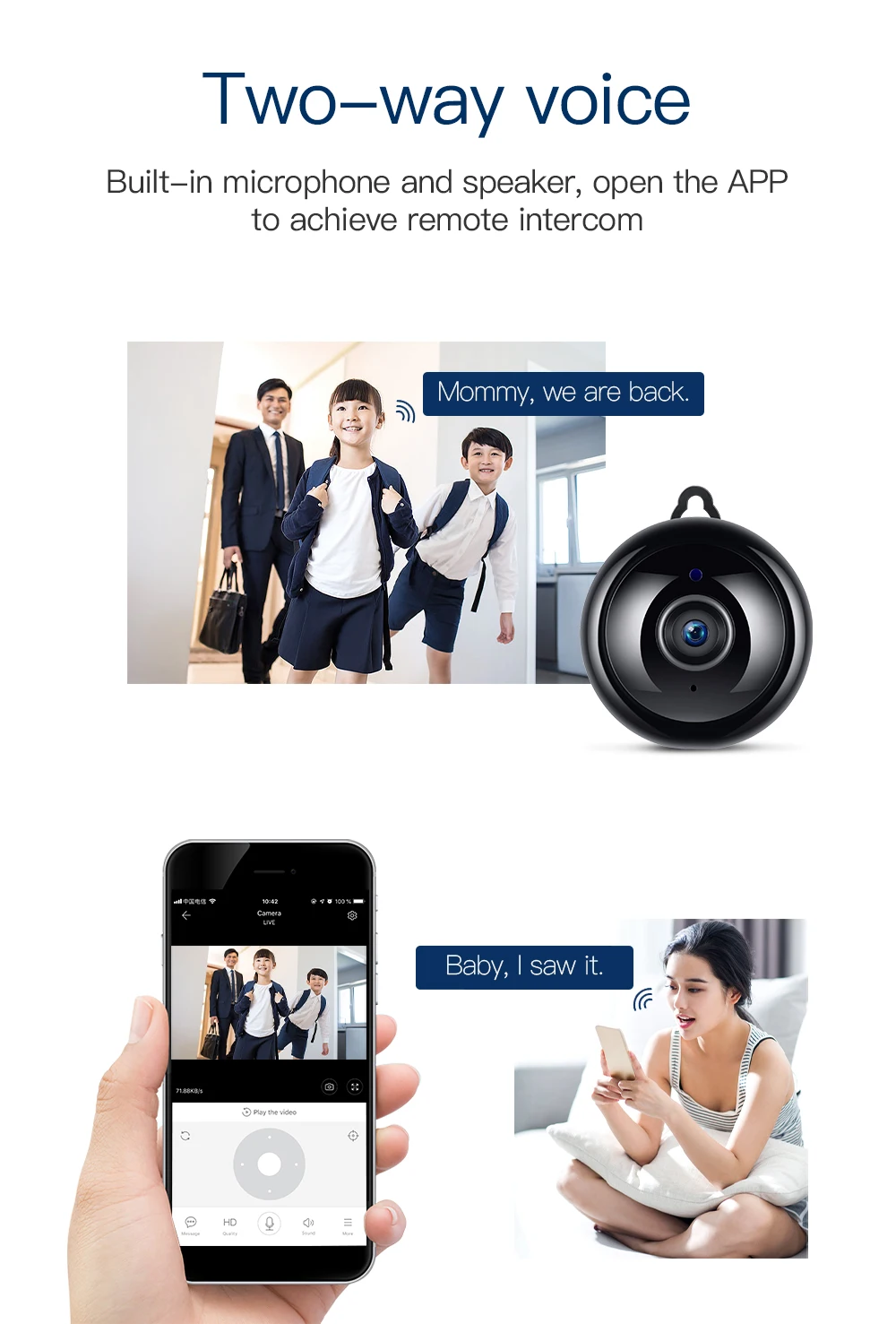 Мини HD 1080p беспроводная wifi ip-камера домашняя камера система безопасности CCTV инфракрасное ночное видение со слотом для sd-карты аудио приложение