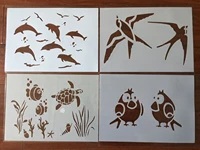4pcs set a4 dolphin bird turtle turtle swallow animal stencils painting coloring embossing scrapbook album decorative template
